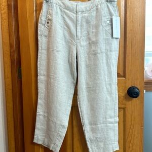 NWT Athleta Voyager Linen Pant, sz 14P, oatmeal